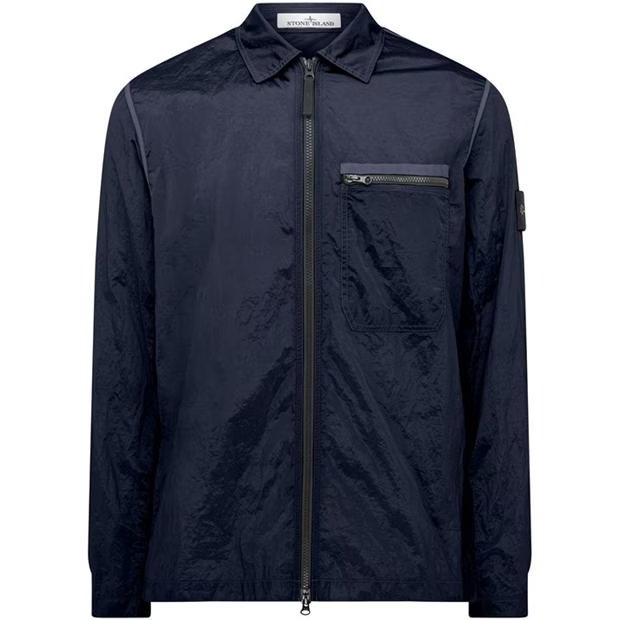 Stone island nylon hot sale metal overshirt blue