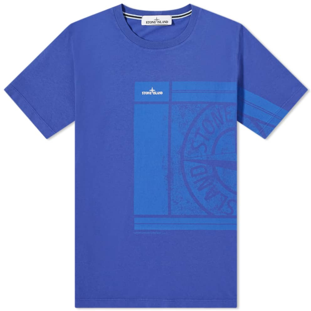 Stone Island Front Print T Shirt Blue