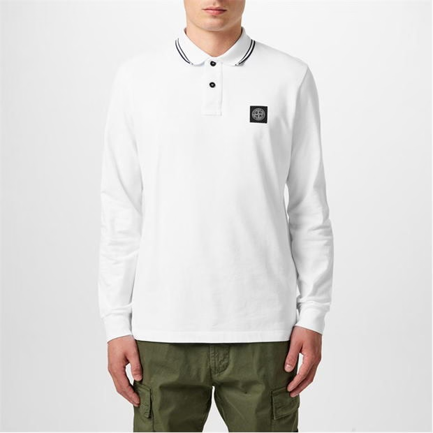 Stone Island Long Sleeve Polo Shirt White