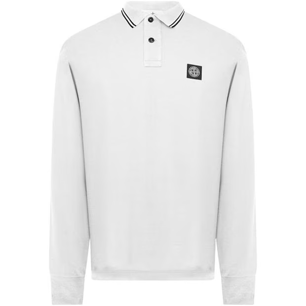 Stone Island Long Sleeve Polo Shirt White