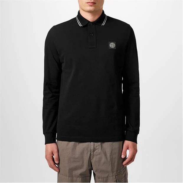 Stone Island Long Sleeve Polo Shirt Black