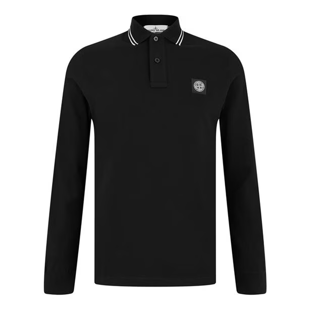 Stone Island Long Sleeve Polo Shirt Black