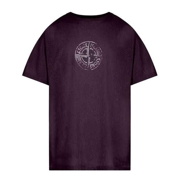 Stone Island Centre Logo T Shirt Burgundy