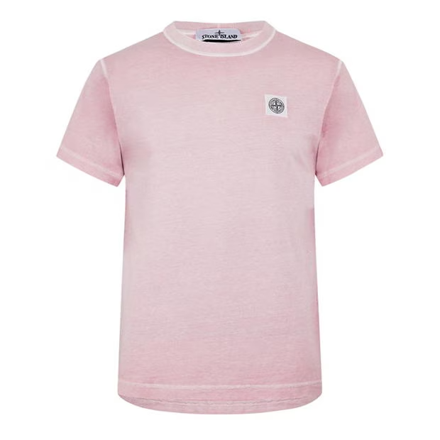 Stone Island Garment Dyed Logo T Shirt Pink