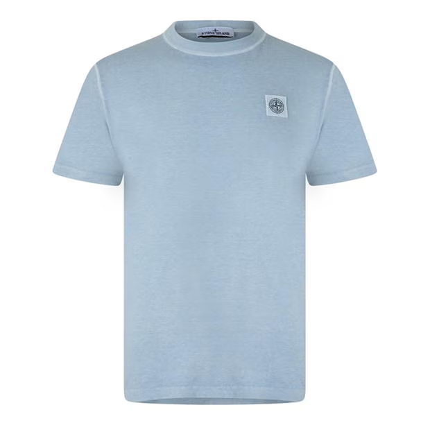 Stone Island Garment Dyed Logo T Shirt Sky