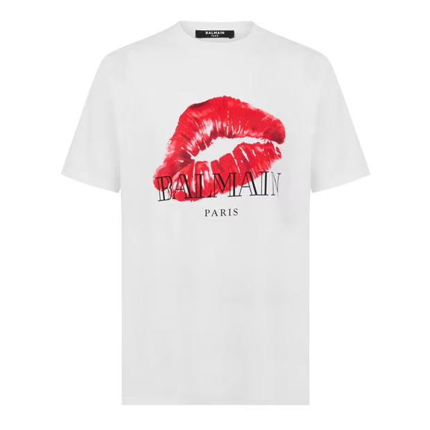 Balmain Kiss Logo T-Shirt White