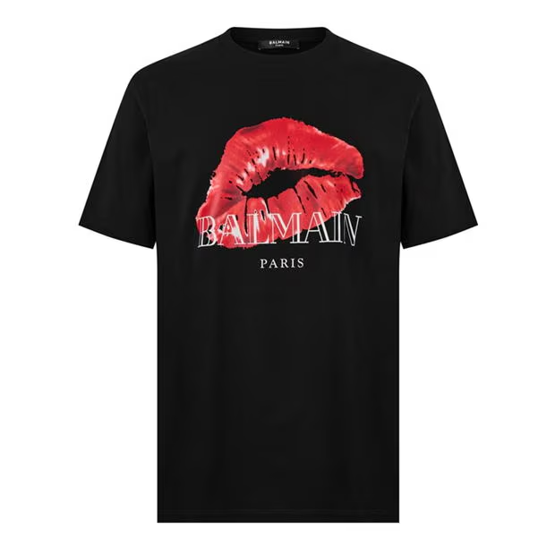 Balmain Kiss Logo T-Shirt Black