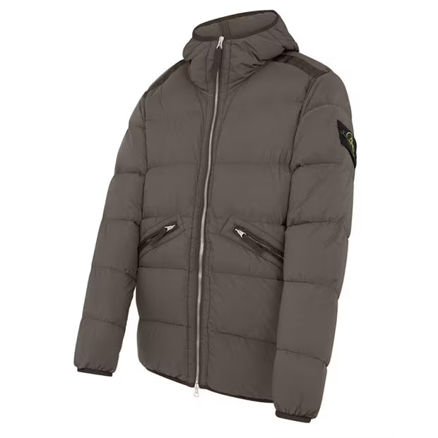 STONE ISLAND Hooded Down Jacket Walnut