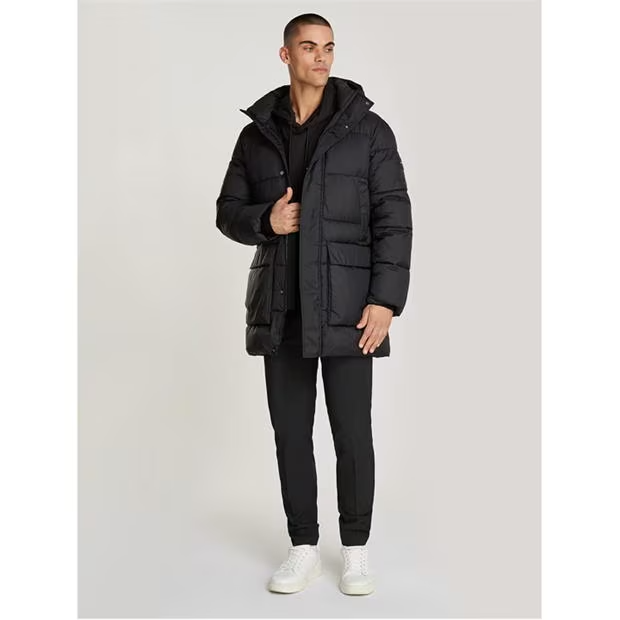 Calvin Klein LONG HOODED QUILT PUFFER MW