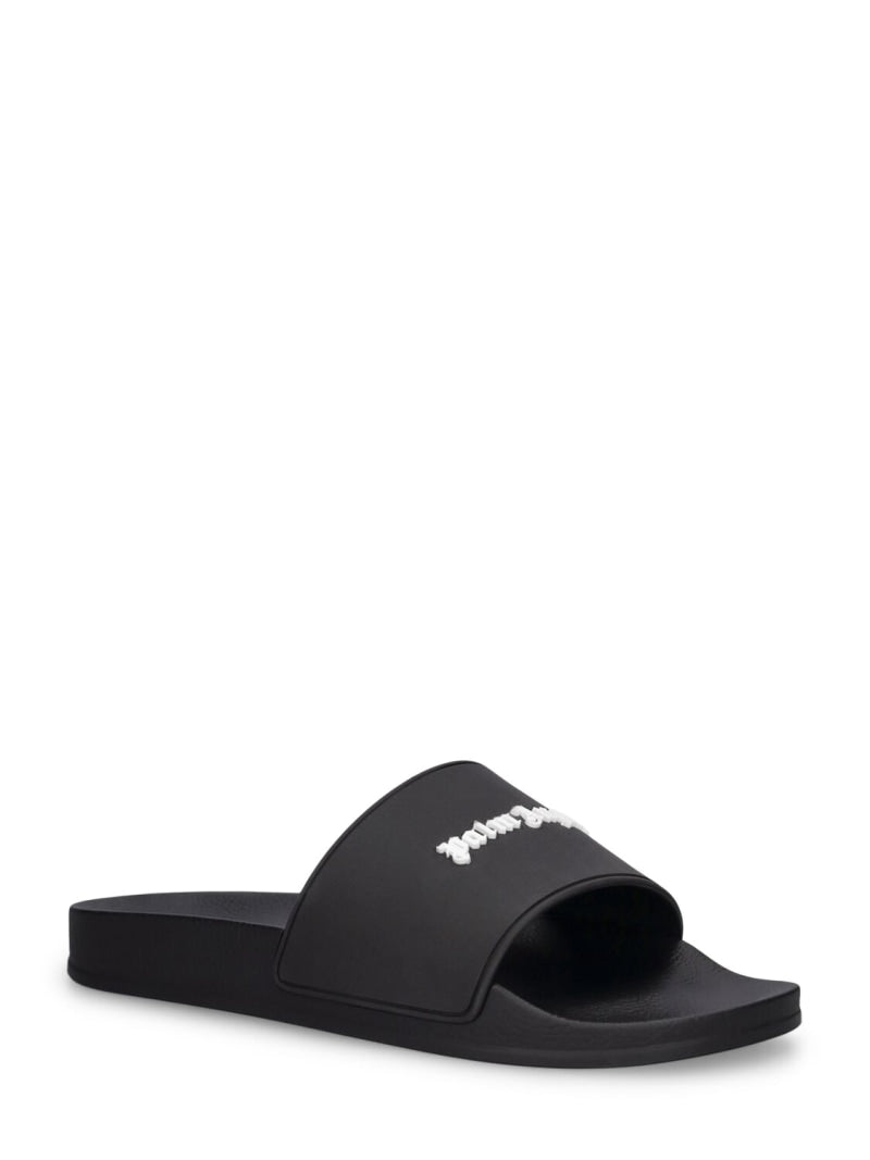 Palm Angels Monogram Sliders Black