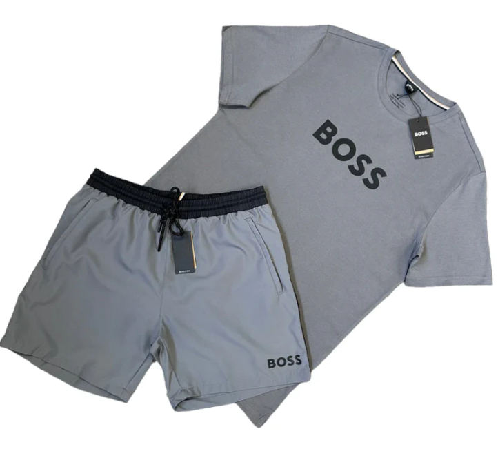 Hugo Boss Classic Logo Shorts Set Grey