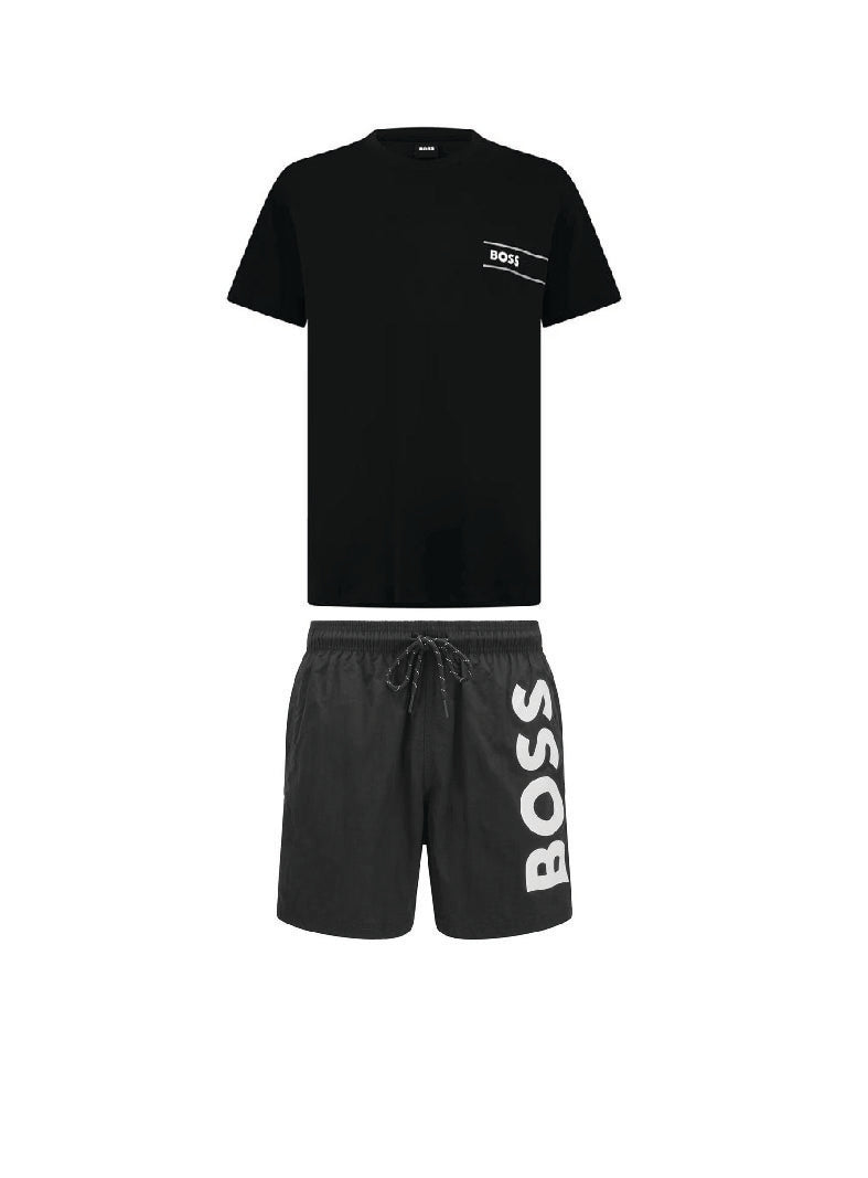 Hugo Boss Breast Logo Shorts Set Black