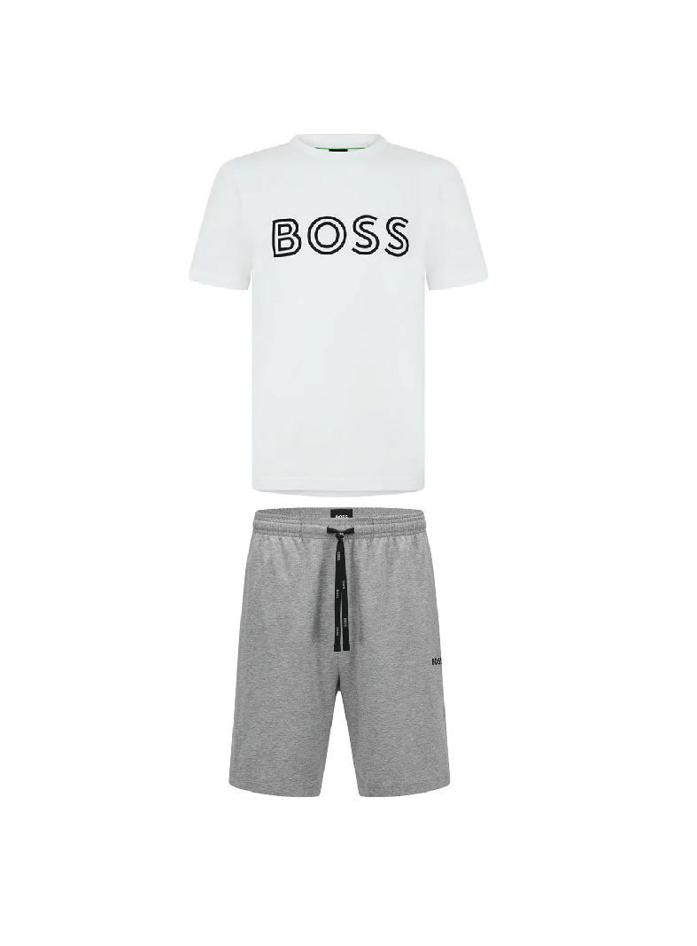 Hugo Boss Logo Sweat Shorts Set White/Grey