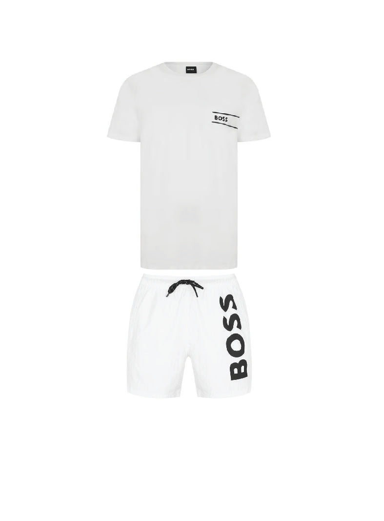 Hugo Boss Breast Logo Shorts Set White