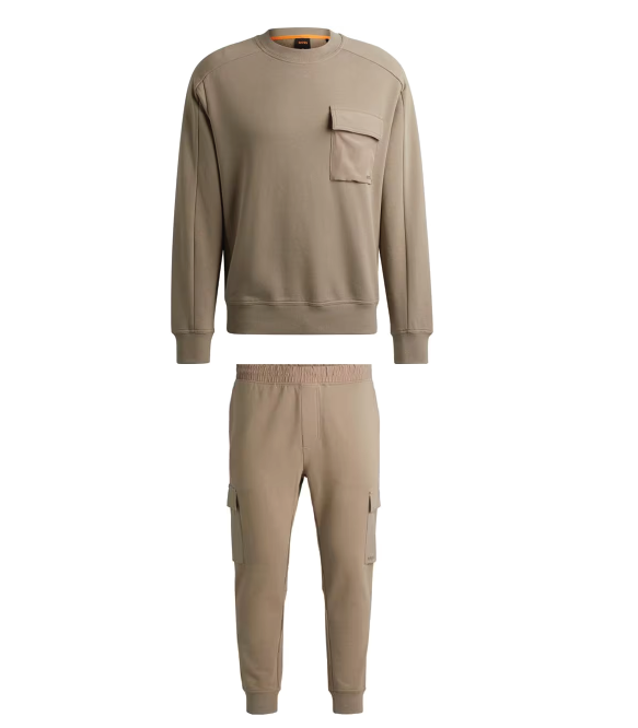 Hugo Boss Logo Cargo Tracksuit Brown