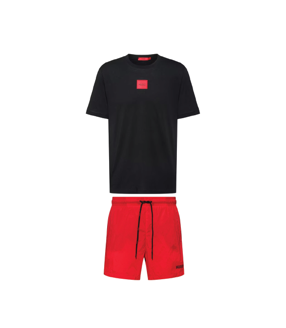 Hugo Boss Logo Shorts Set Black/Red