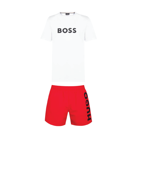 Hugo Boss Shorts Set Pastel Red/White