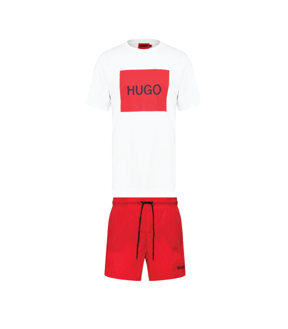 Hugo Boss Logo Shorts Set White/Red