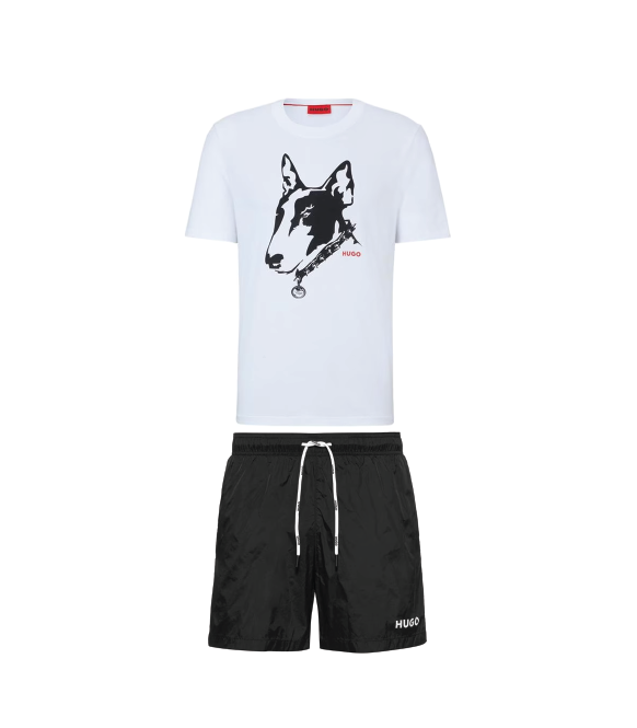 Hugo Bull Terrier Shorts Set White/Black