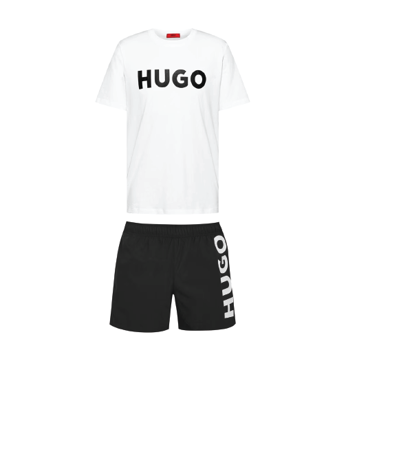 Hugo Logo Shorts Set Pastel White/Black