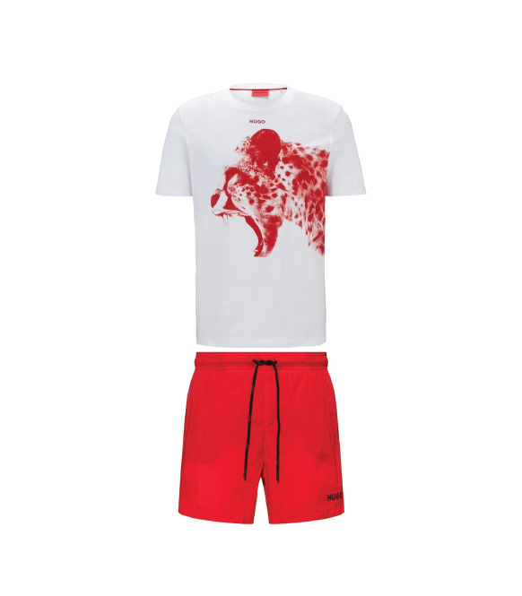 Hugo Boss Roar Logo Shorts Set White/Red