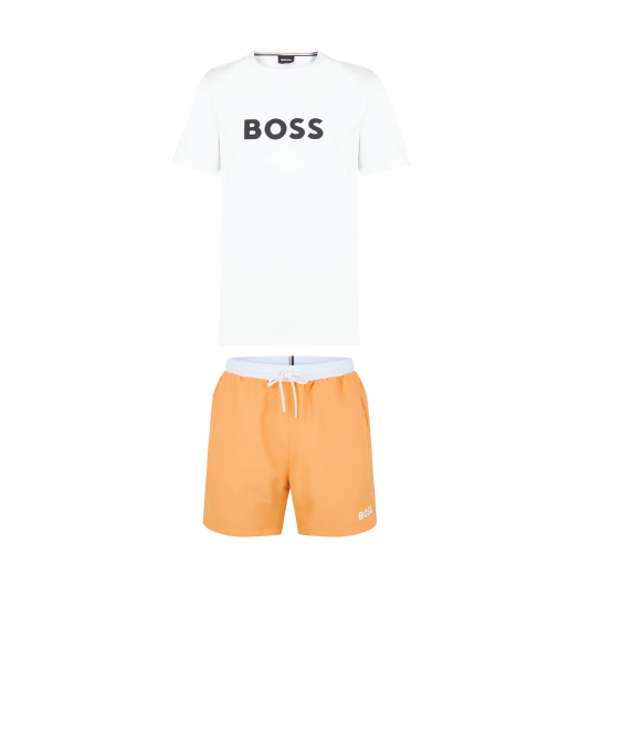 Hugo Boss Shorts Set Pastel Orange/White